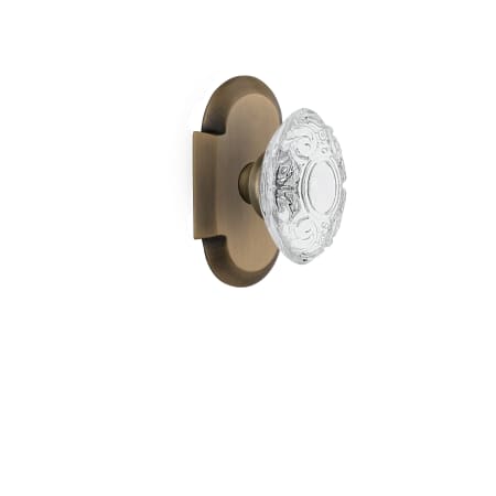 Nostalgic Warehouse Vintage Crystal Victorian Dummy Door Knob Set with Cottage Rose Antique Brass