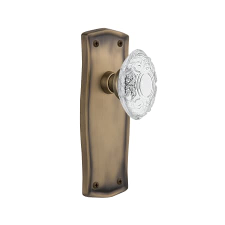 Nostalgic Warehouse Vintage Crystal Victorian Dummy Door Knob Set with Prairie Rose Antique Brass