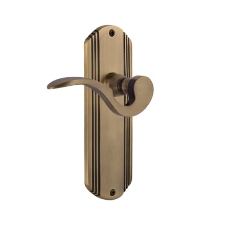 Nostalgic Warehouse Manor Passage Door Lever Set with Deco Rose for 2-3/4" Backset Doors Antique Brass
