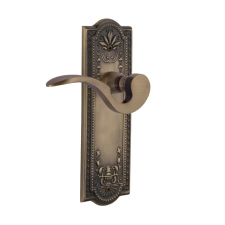 Nostalgic Warehouse Manor Passage Door Lever Set with Meadows Rose for 2-3/4" Backset Doors Antique Brass