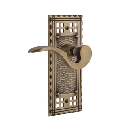 Nostalgic Warehouse Manor Privacy Door Lever Set with Craftsman Rose for 2-3/4" Backset Doors Antique Brass