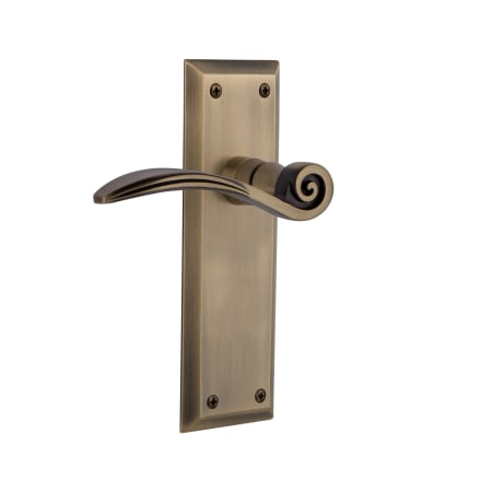 Nostalgic Warehouse Swan Privacy Door Lever Set with New York Rose for 2-3/8" Backset Doors Antique Brass