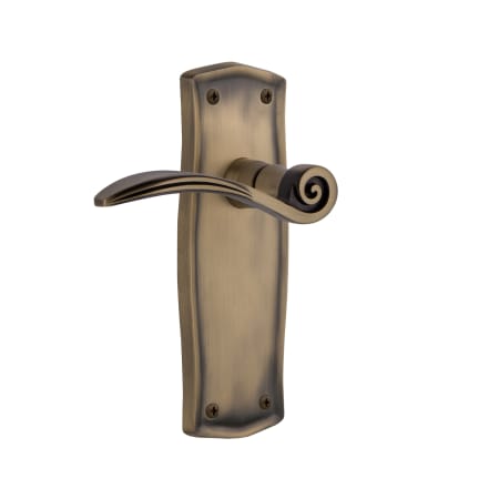 Nostalgic Warehouse Swan Privacy Door Lever Set with Prairie Rose for 2-3/8" Backset Doors Antique Brass