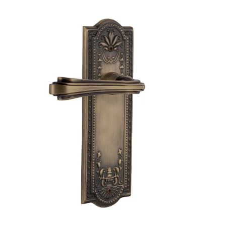 Nostalgic Warehouse Fleur Passage Door Lever Set with Meadows Rose for 2-3/8" Backset Doors Antique Brass