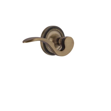 Nostalgic Warehouse Manor Passage Door Lever Set with Rope Rose for 2-3/8" Backset Doors Antique Brass
