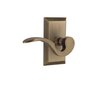 Nostalgic Warehouse Manor Passage Door Lever Set with Studio Rose for 2-3/4" Backset Doors Antique Brass