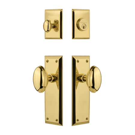 Nostalgic Warehouse New York Entry Set with Homestead Knob Polished Brass