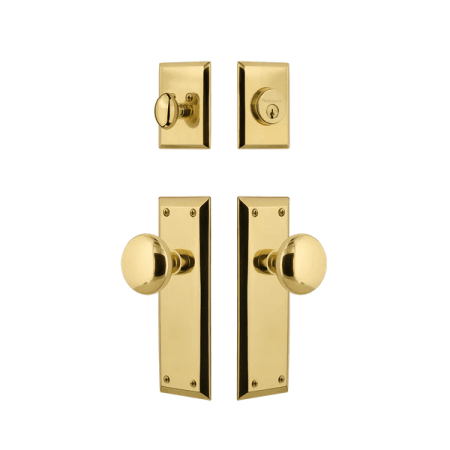 Nostalgic Warehouse New York Entry Set with New York Knob with 2-3/8" Backset Unlacquered Brass