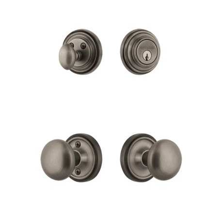Nostalgic Warehouse Classic Rosette Entry Set with New York Knob Antique Brass