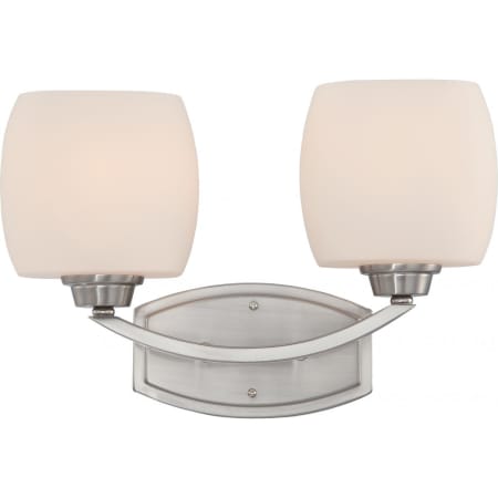 Nuvo Lighting Helium 2 Light 15-1/4" Wide Bathroom Vanity Light with Frosted Glass Shades Brushed Nickel