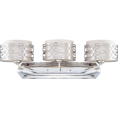 Nuvo Lighting Harlow 3 Light 31" Wide Bathroom Vanity Light with Woven Fabric Shades and Metal Accents Polished Nickel