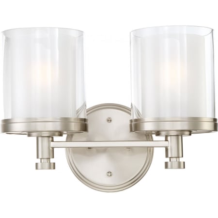 Nuvo Lighting Decker 2 Light 13-3/4" Wide Bathroom Vanity Light with Clear Glass Shades Brushed Nickel