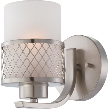 Nuvo Lighting Fusion Single Light 5" Wide Bathroom Sconce with Frosted Glass Shade and Metal Accent Brushed Nickel