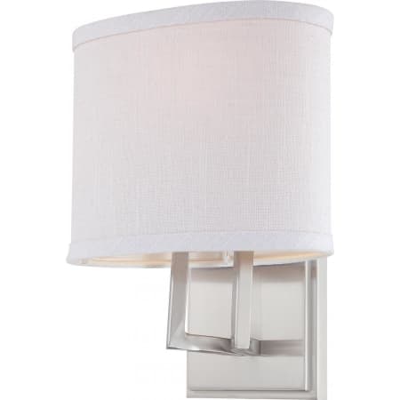 Nuvo Lighting Gemini Single Light 8" Wide Bathroom Sconce with Woven Fabric Shade Brushed Nickel