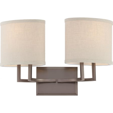 Nuvo Lighting Gemini 2 Light 18-1/4" Wide Bathroom Vanity Light with Woven Fabric Shades Hazel Bronze