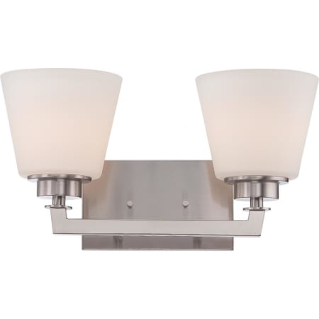 Nuvo Lighting Mobili 2 Light 15-3/8" Wide Bathroom Vanity Light with Frosted Glass Shades Brushed Nickel