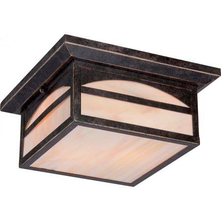 Nuvo Lighting Canyon 2 Light 11-1/4" Wide Outdoor Flush Mount Square Ceiling Fixture with Colored Glass Shade Umber Bronze