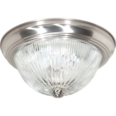 Nuvo Lighting 2 Light 13" Wide Flush Mount Bowl Ceiling Fixture with a Ribbed Glass Shade Brushed Nickel