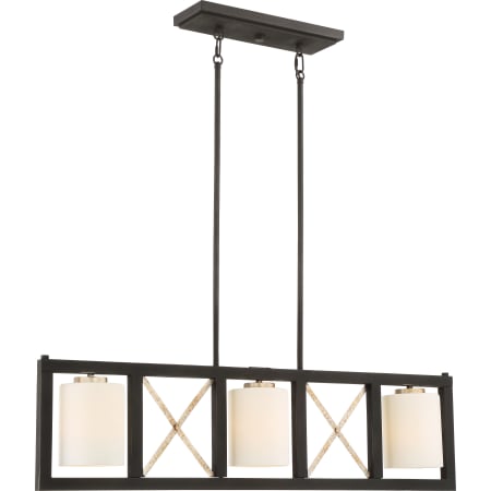 Nuvo Lighting 3 Light 38" Wide Linear Chandelier Matte Black / Antique Silver Accents