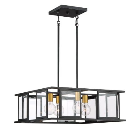 Nuvo Lighting Payne 4 Light 22" Wide Chandelier with Clear Beveled Glass Shades Black