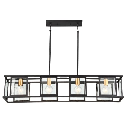 Nuvo Lighting Payne 4 Light 42" Wide Linear Chandelier with Clear Beveled Glass Shades Black