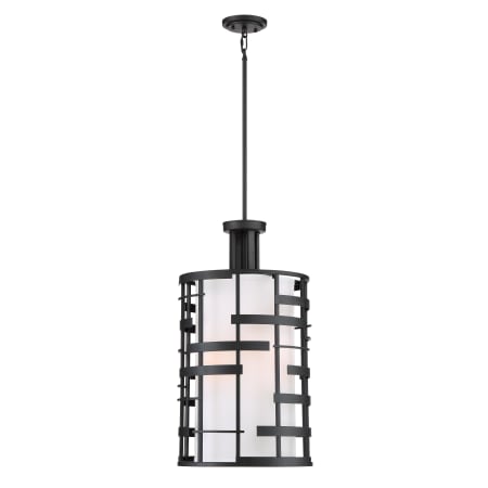 Nuvo Lighting Lansing 4 Light 14" Wide Pendant with a Fabric Shade and a Glass Diffuser Textured Black