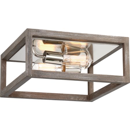 Nuvo Lighting Bliss 2 Light 13" Wide Flush Mount Square Ceiling Fixture Driftwood / Polished Nickel