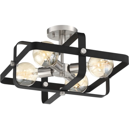 Nuvo Lighting Prana 4 Light 16" Wide Semi-Flush Ceiling Fixture Matte Black / Brushed Nickel