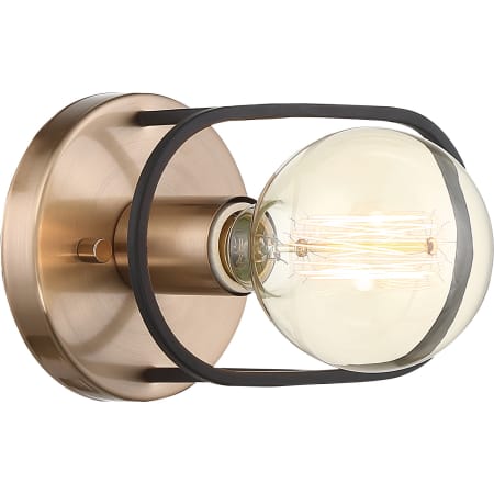 Nuvo Lighting Chassis 5" Tall Bathroom Sconce Copper Brushed Brass / Matte Black