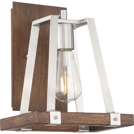 Nuvo Lighting Outrigger 11" Tall Bathroom Sconce Brushed Nickel / Nutmeg Wood
