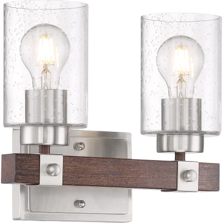 Nuvo Lighting Arabel 2 Light 12" Wide Bathroom Vanity Light Brushed Nickel / Nutmeg Wood