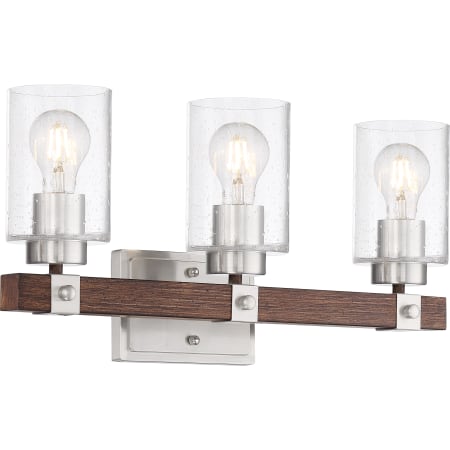 Nuvo Lighting Arabel 3 Light 20" Wide Bathroom Vanity Light Brushed Nickel / Nutmeg Wood