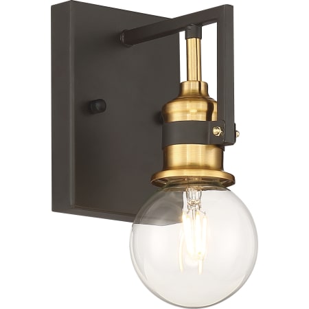 Nuvo Lighting Intention 7" Tall Bathroom Sconce Warm Brass / Black