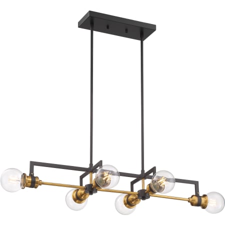 Nuvo Lighting Intention 6 Light 33" Wide Linear Chandelier Warm Brass / Black