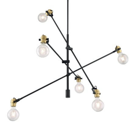 Nuvo Lighting Mantra 6 Light 42" Wide Chandelier Black / Brass Accents