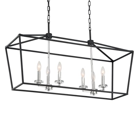 Nuvo Lighting Storyteller 6 Light 36" Wide Taper Candle Chandelier Matte Black / Polished Nickel Accents