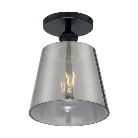 Nuvo Lighting Motif 7" Wide Semi-Flush Ceiling Fixture with Smoked Glass Shade Black / Smoked Glass