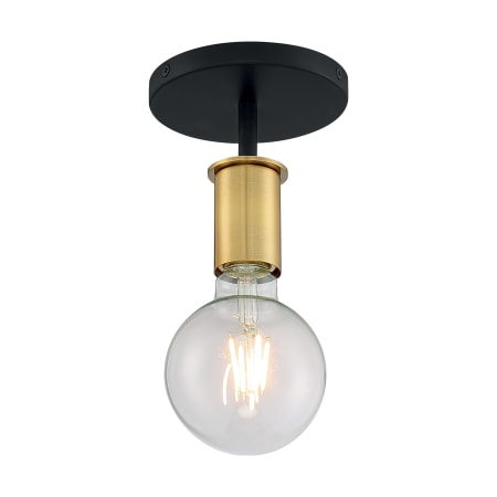 Nuvo Lighting Ryder 5" Wide Semi-Flush Ceiling Fixture Black / Brushed Brass