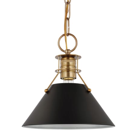 Nuvo Lighting Outpost 10" Wide Mini Pendant Matte Black / Burnished Brass