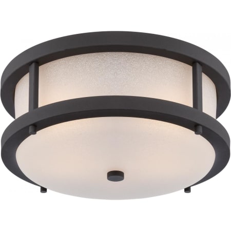 Nuvo Lighting Willis 2 Light 13-3/4" Wide LED Outdoor Flush Mount Drum Ceiling Fixture with Frosted Glass Shade Textured Black