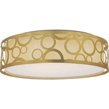 Nuvo Lighting 15" Wide LED Flush Mount Drum Ceiling Fixture with a Fabric Shade and an Acrylic Diffuser - 3000K Natural Brass