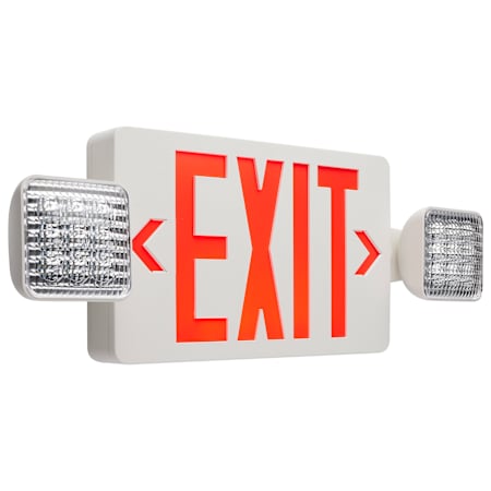 Nuvo Lighting Exit Sign 19" Wide LED Emergency Remote Compatible Dual Head Light Red Lettering
