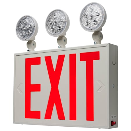 Nuvo Lighting Exit Sign 15" Wide LED Emergency Triple Head Light Red Lettering