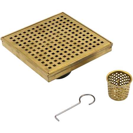 Oatey Designline 6" Pattern Grate Shower Drain in Matte Black Brushed Gold
