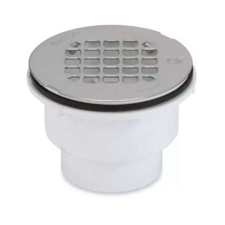 Oatey PVC 2-Part Solvent Weld Shower Drain with Stainless Steel Strainer White