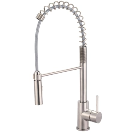 Olympia Faucets i2v 1.5 GPM Single Hole Pre-Rinse Kitchen Faucet Brushed Nickel