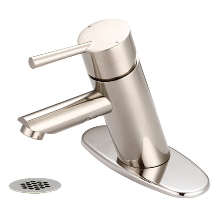 Olympia Faucets i2 1.2 GPM Single Hole Bathroom Faucet with Grid Strainer and Deck Cover Plate Brushed Nickel
