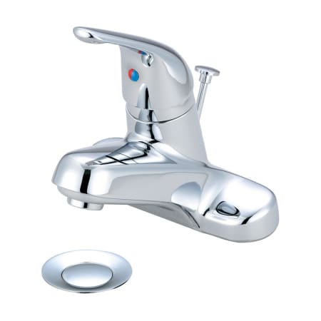 Olympia Faucets Elite 1.2 GPM Centerset Bathroom Faucet with Brass Pop-Up Drain Assembly and Stainless Steel Flex Connectors Polished Chrome