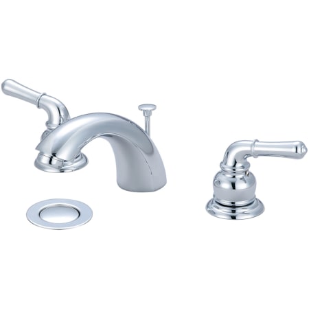 Olympia Faucets Accent 1.2 GPM Widespread Bathroom Faucet with C Style Spout and Brass Pop-Up Drain Assembly Polished Chrome