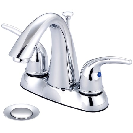Olympia Faucets Accent 1.2 GPM Centerset Bathroom Faucet with J Style Rigid Spout and Brass Pop-Up Drain Assembly Polished Chrome